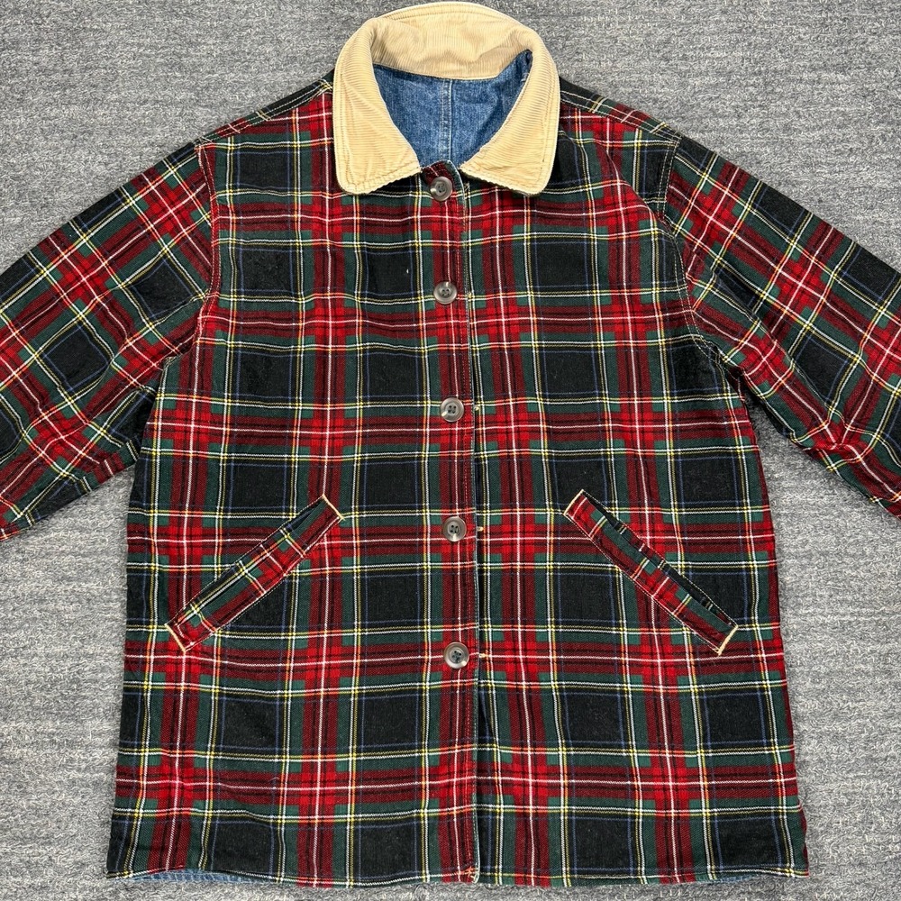 Kristen Blake Reversible Barn Field Jacket Women PS Corduroy Denim Chore Coat